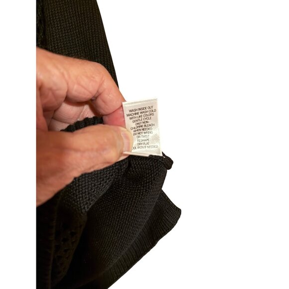 APT 9 Open-Knit Black Sweater Womens Size L Casual Chic Grunge - Picture 6 of 8